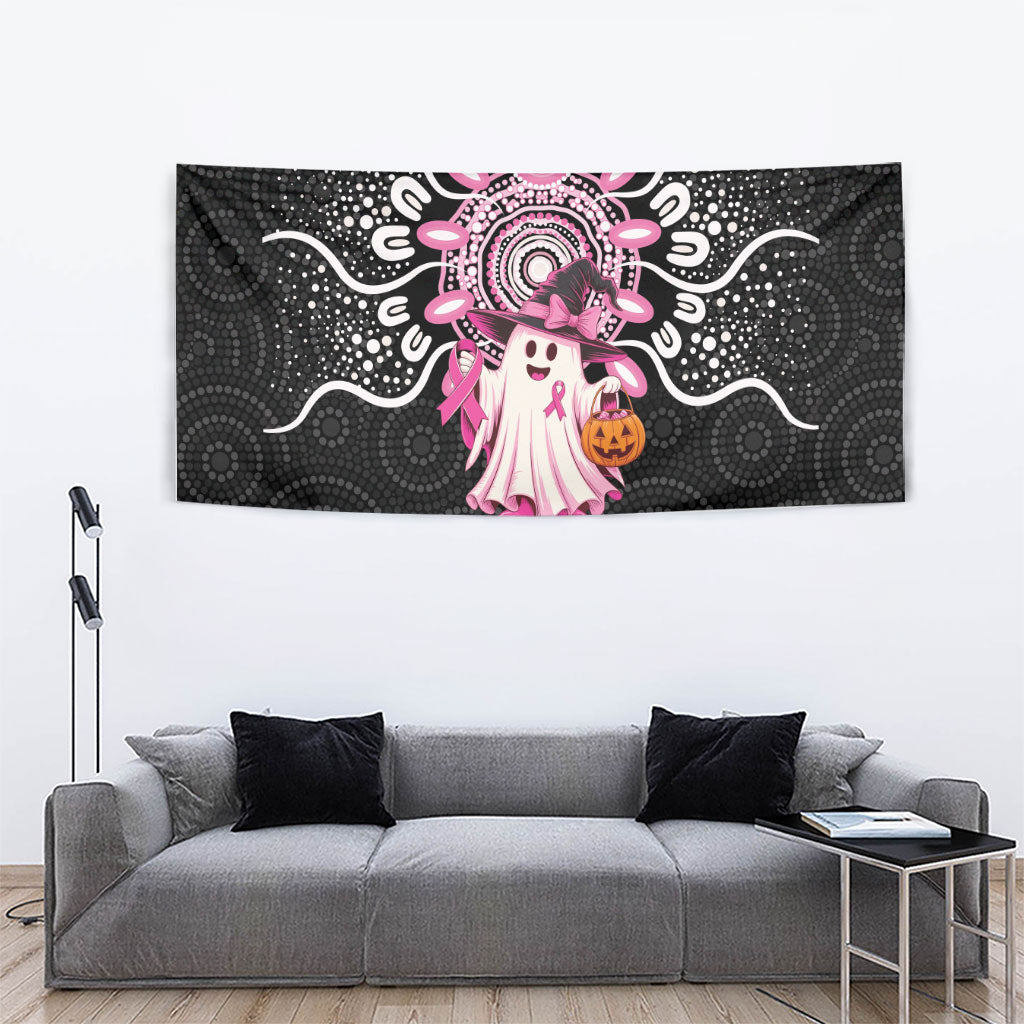 Spooky Pink Ghost Tapestry Aboriginal Halloween Wear Pink
