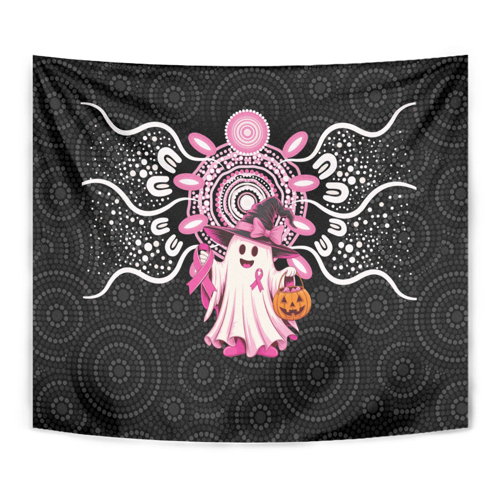 Spooky Pink Ghost Tapestry Aboriginal Halloween Wear Pink