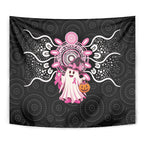 Spooky Pink Ghost Tapestry Aboriginal Halloween Wear Pink