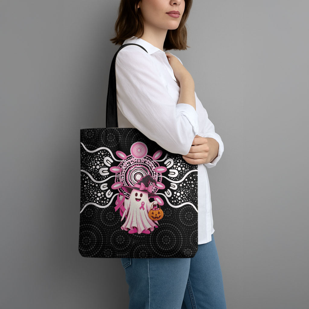 Spooky Pink Ghost Tote Bag Aboriginal Halloween Wear Pink
