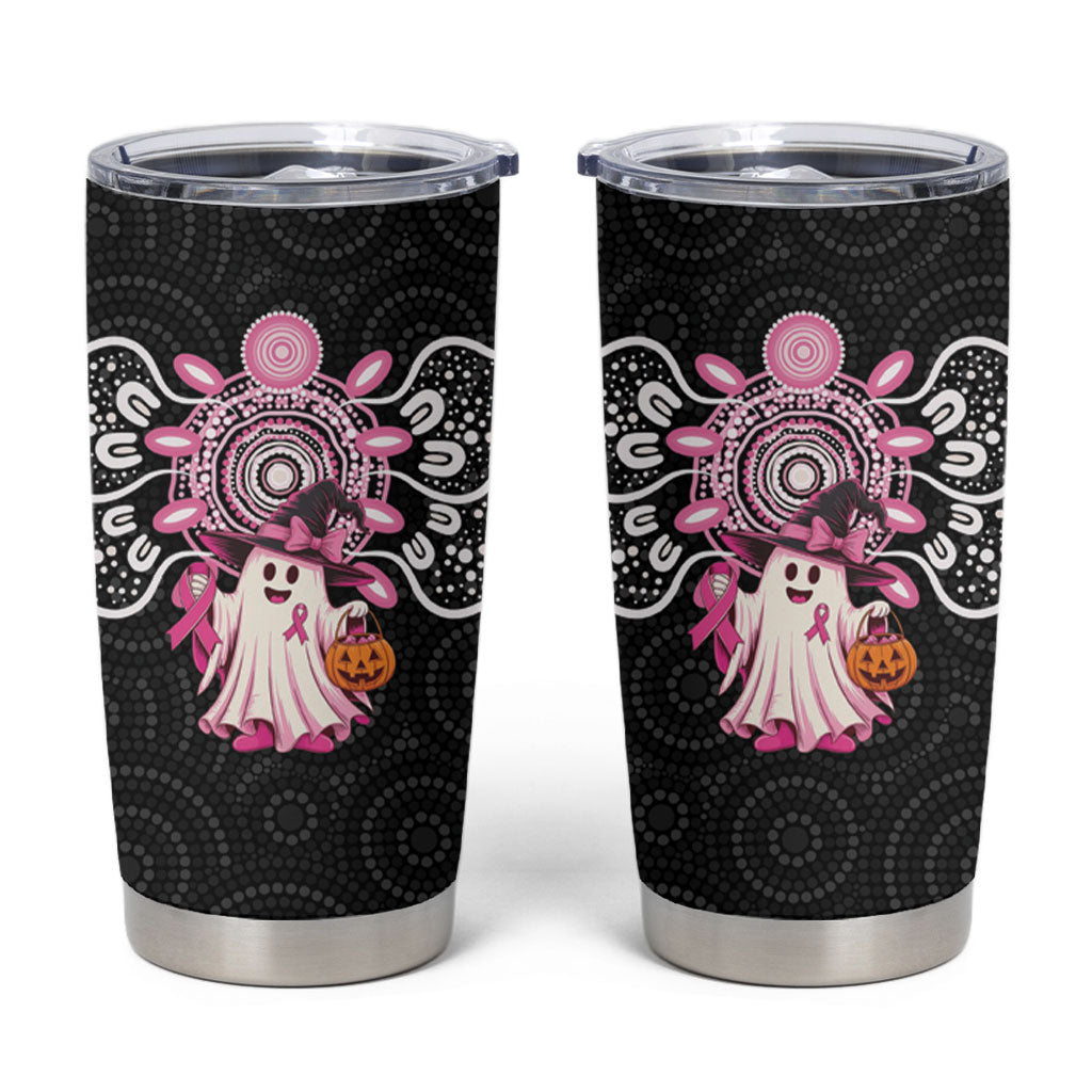 Spooky Pink Ghost Tumbler Cup Aboriginal Halloween Wear Pink