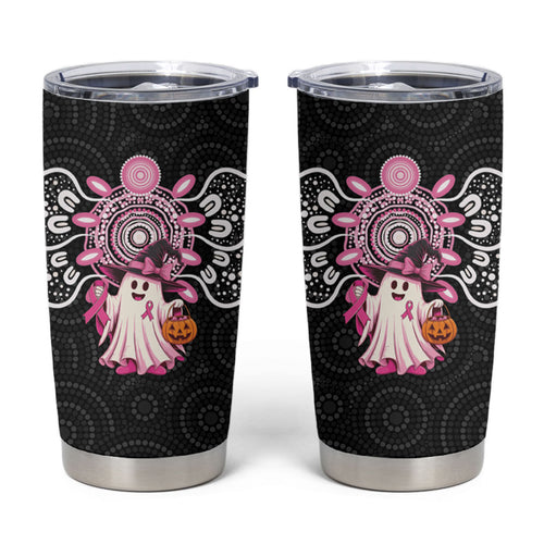 Spooky Pink Ghost Tumbler Cup Aboriginal Halloween Wear Pink