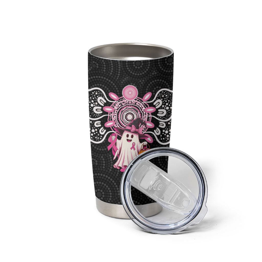 Spooky Pink Ghost Tumbler Cup Aboriginal Halloween Wear Pink