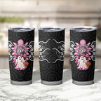 Spooky Pink Ghost Tumbler Cup Aboriginal Halloween Wear Pink