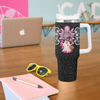 Spooky Pink Ghost Tumbler With Handle Aboriginal Halloween Wear Pink