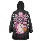 Spooky Pink Ghost Wearable Blanket Hoodie Aboriginal Halloween Wear Pink