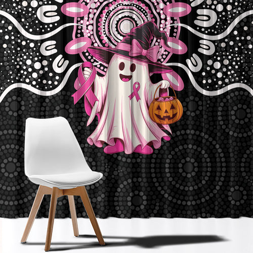 Spooky Pink Ghost Window Curtain Aboriginal Halloween Wear Pink