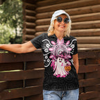 Spooky Pink Ghost Women Polo Shirt Aboriginal Halloween Wear Pink