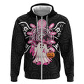 Spooky Pink Ghost Zip Hoodie Aboriginal Halloween Wear Pink