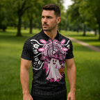 Spooky Pink Ghost Zipper Polo Shirt Aboriginal Halloween Wear Pink