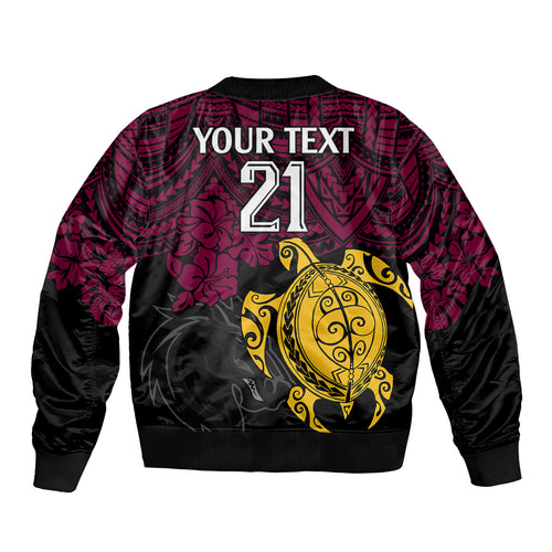 custom-broncos-rugby-bomber-jacket-brisbane-hibiscus-and-turtle-with-polynesian-pattern