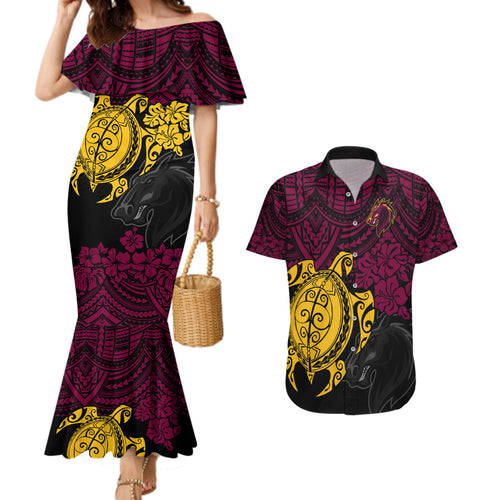 custom-broncos-rugby-couples-matching-mermaid-dress-and-hawaiian-shirt-brisbane-hibiscus-and-turtle-with-polynesian-pattern