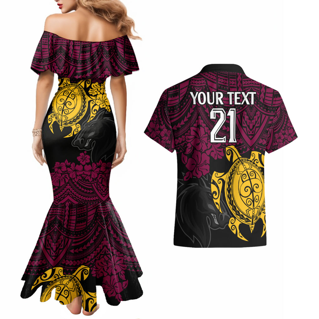 custom-broncos-rugby-couples-matching-mermaid-dress-and-hawaiian-shirt-brisbane-hibiscus-and-turtle-with-polynesian-pattern