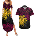 custom-broncos-rugby-couples-matching-summer-maxi-dress-and-hawaiian-shirt-brisbane-hibiscus-and-turtle-with-polynesian-pattern