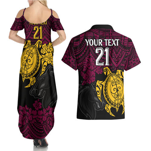 custom-broncos-rugby-couples-matching-summer-maxi-dress-and-hawaiian-shirt-brisbane-hibiscus-and-turtle-with-polynesian-pattern