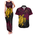 custom-broncos-rugby-couples-matching-tank-maxi-dress-and-hawaiian-shirt-brisbane-hibiscus-and-turtle-with-polynesian-pattern