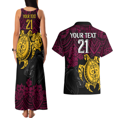 custom-broncos-rugby-couples-matching-tank-maxi-dress-and-hawaiian-shirt-brisbane-hibiscus-and-turtle-with-polynesian-pattern