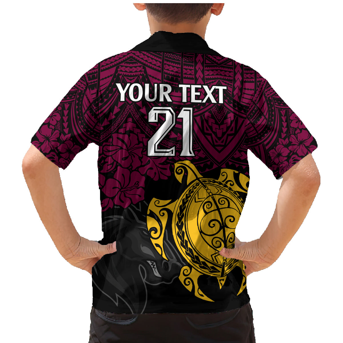 custom-broncos-rugby-family-matching-mermaid-dress-and-hawaiian-shirt-brisbane-hibiscus-and-turtle-with-polynesian-pattern
