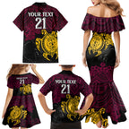 custom-broncos-rugby-family-matching-mermaid-dress-and-hawaiian-shirt-brisbane-hibiscus-and-turtle-with-polynesian-pattern