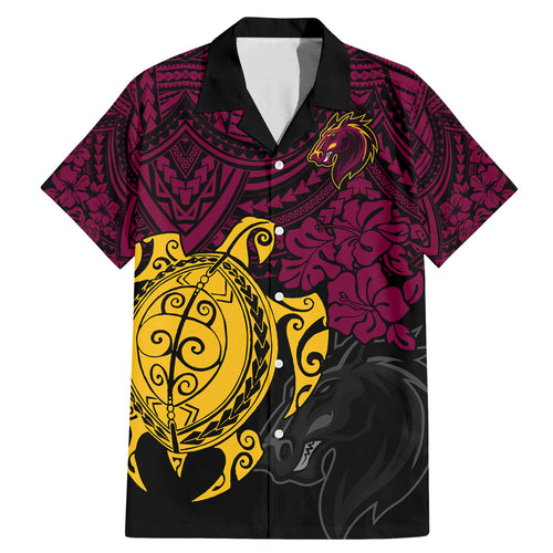 custom-broncos-rugby-family-matching-mermaid-dress-and-hawaiian-shirt-brisbane-hibiscus-and-turtle-with-polynesian-pattern