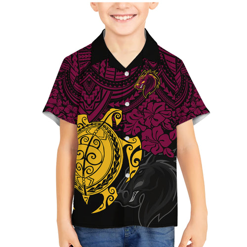 custom-broncos-rugby-family-matching-mermaid-dress-and-hawaiian-shirt-brisbane-hibiscus-and-turtle-with-polynesian-pattern