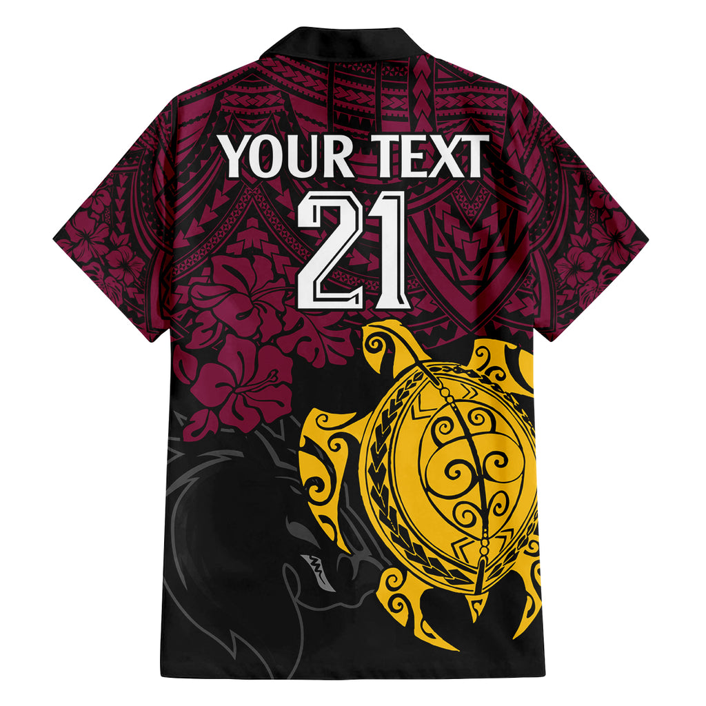 custom-broncos-rugby-family-matching-off-shoulder-long-sleeve-dress-and-hawaiian-shirt-brisbane-hibiscus-and-turtle-with-polynesian-pattern