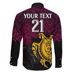custom-broncos-rugby-family-matching-off-shoulder-long-sleeve-dress-and-hawaiian-shirt-brisbane-hibiscus-and-turtle-with-polynesian-pattern