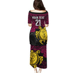 custom-broncos-rugby-family-matching-puletasi-dress-and-hawaiian-shirt-brisbane-hibiscus-and-turtle-with-polynesian-pattern
