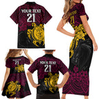 custom-broncos-rugby-family-matching-short-sleeve-bodycon-dress-and-hawaiian-shirt-brisbane-hibiscus-and-turtle-with-polynesian-pattern