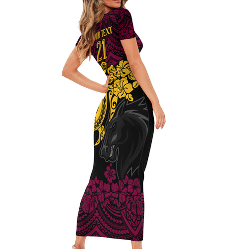 custom-broncos-rugby-family-matching-short-sleeve-bodycon-dress-and-hawaiian-shirt-brisbane-hibiscus-and-turtle-with-polynesian-pattern