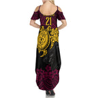 custom-broncos-rugby-family-matching-summer-maxi-dress-and-hawaiian-shirt-brisbane-hibiscus-and-turtle-with-polynesian-pattern
