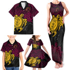 custom-broncos-rugby-family-matching-tank-maxi-dress-and-hawaiian-shirt-brisbane-hibiscus-and-turtle-with-polynesian-pattern