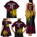 custom-broncos-rugby-family-matching-tank-maxi-dress-and-hawaiian-shirt-brisbane-hibiscus-and-turtle-with-polynesian-pattern