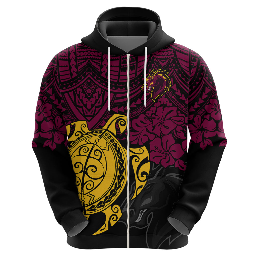 custom-broncos-rugby-hoodie-brisbane-hibiscus-and-turtle-with-polynesian-pattern