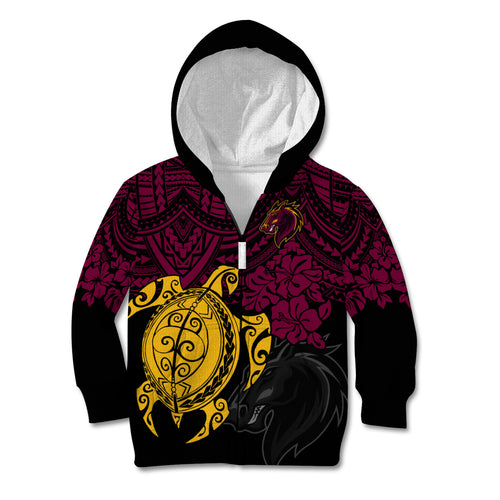 custom-broncos-rugby-kid-hoodie-brisbane-hibiscus-and-turtle-with-polynesian-pattern