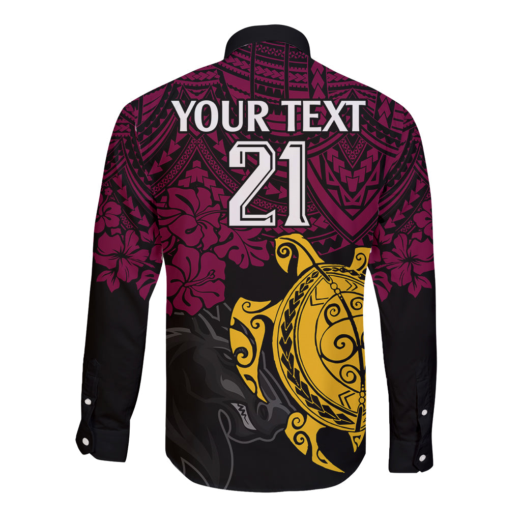 custom-broncos-rugby-long-sleeve-button-shirt-brisbane-hibiscus-and-turtle-with-polynesian-pattern