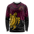 custom-broncos-rugby-long-sleeve-shirt-brisbane-hibiscus-and-turtle-with-polynesian-pattern