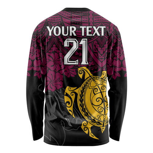 custom-broncos-rugby-long-sleeve-shirt-brisbane-hibiscus-and-turtle-with-polynesian-pattern