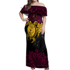 custom-broncos-rugby-off-shoulder-maxi-dress-brisbane-hibiscus-and-turtle-with-polynesian-pattern