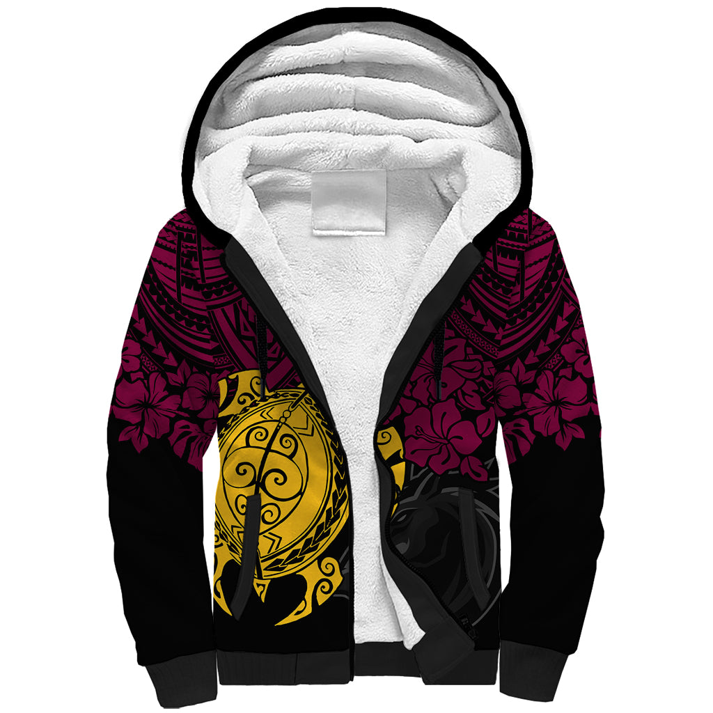 custom-broncos-rugby-sherpa-hoodie-brisbane-hibiscus-and-turtle-with-polynesian-pattern