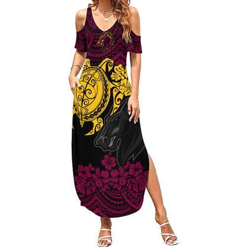 custom-broncos-rugby-summer-maxi-dress-brisbane-hibiscus-and-turtle-with-polynesian-pattern