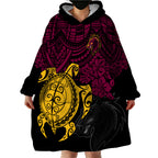 custom-broncos-rugby-wearable-blanket-hoodie-brisbane-hibiscus-and-turtle-with-polynesian-pattern