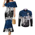 custom-bulldogs-rugby-couples-matching-mermaid-dress-and-long-sleeve-button-shirt-berries-hibiscus-and-turtle-with-polynesian-pattern