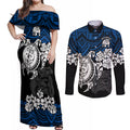 custom-bulldogs-rugby-couples-matching-off-shoulder-maxi-dress-and-long-sleeve-button-shirt-berries-hibiscus-and-turtle-with-polynesian-pattern