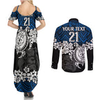 custom-bulldogs-rugby-couples-matching-summer-maxi-dress-and-long-sleeve-button-shirt-berries-hibiscus-and-turtle-with-polynesian-pattern