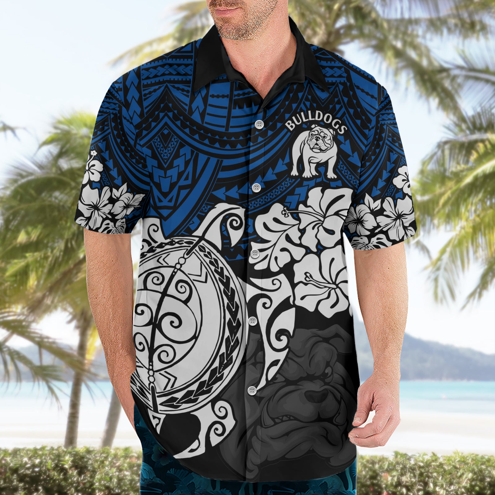 custom-bulldogs-rugby-hawaiian-shirt-berries-hibiscus-and-turtle-with-polynesian-pattern