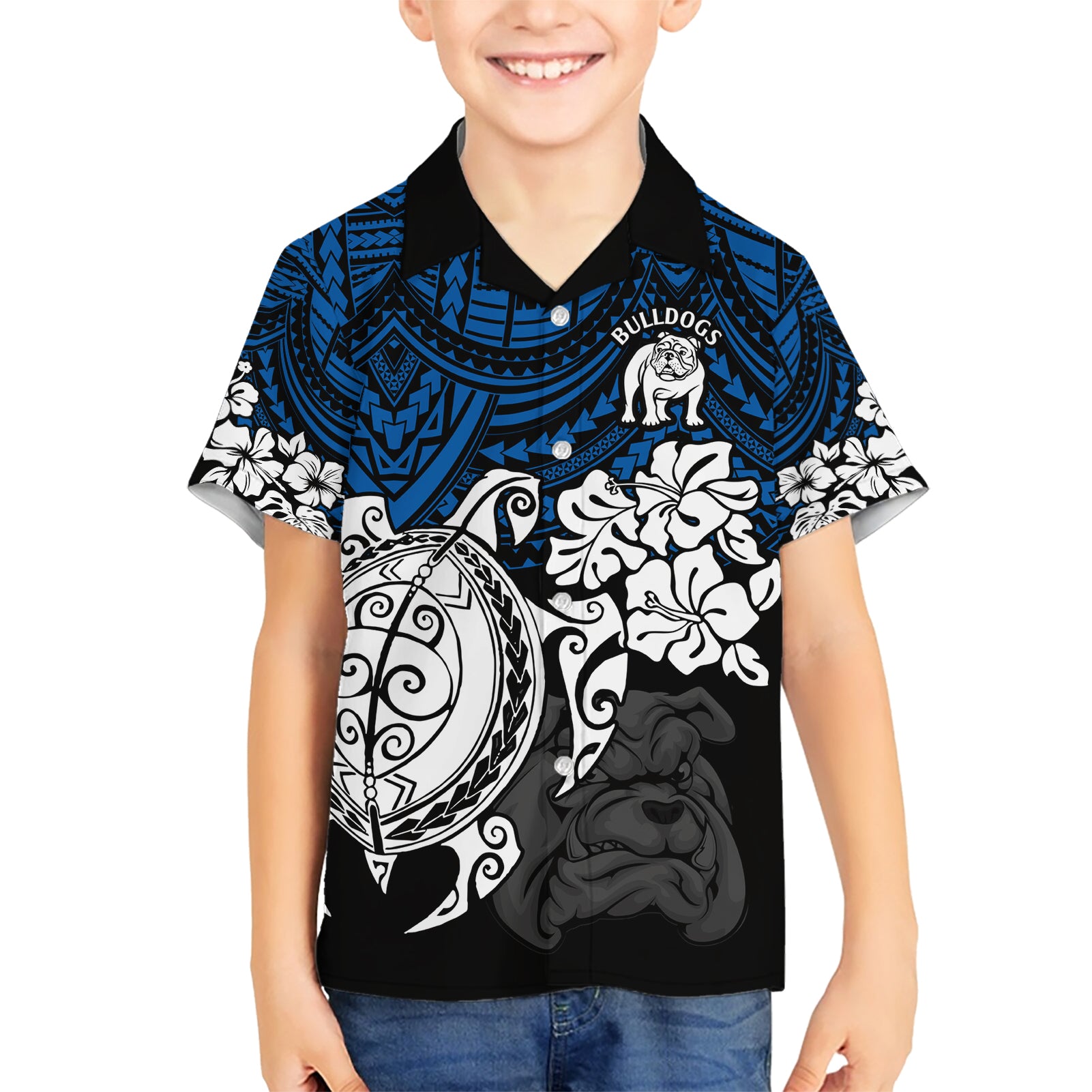 custom-bulldogs-rugby-kid-hawaiian-shirt-berries-hibiscus-and-turtle-with-polynesian-pattern