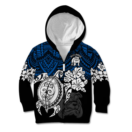 custom-bulldogs-rugby-kid-hoodie-berries-hibiscus-and-turtle-with-polynesian-pattern