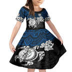 custom-bulldogs-rugby-kid-short-sleeve-dress-berries-hibiscus-and-turtle-with-polynesian-pattern