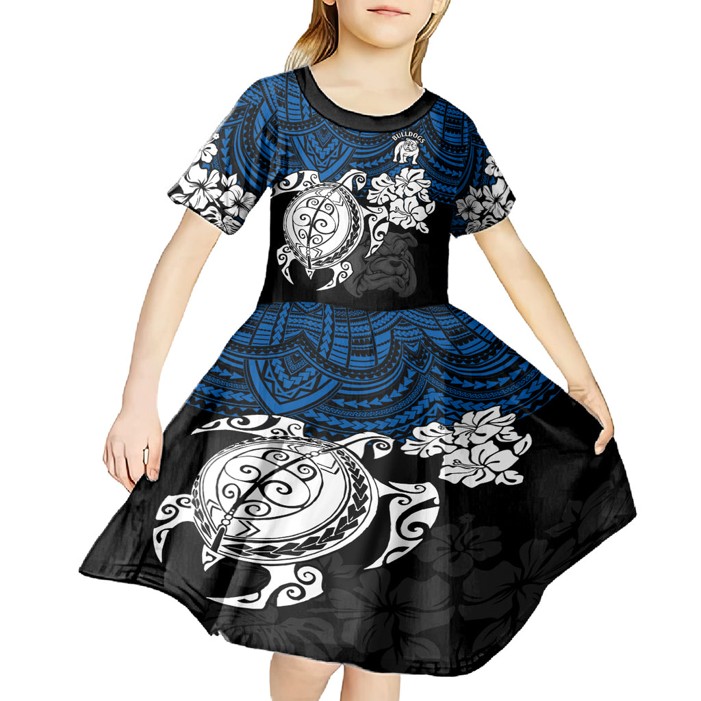 custom-bulldogs-rugby-kid-short-sleeve-dress-berries-hibiscus-and-turtle-with-polynesian-pattern